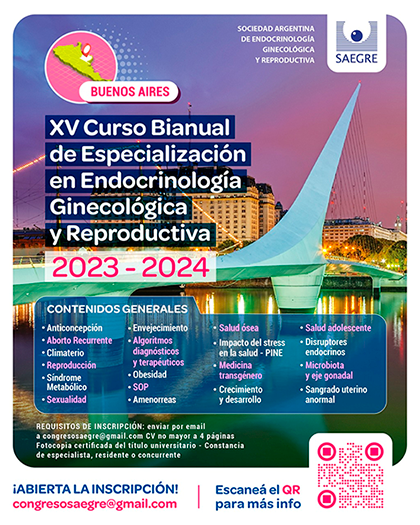 XV Curso Superior Bianual
en Endocrinología Ginecológica y Reproductiva.
Buenos Aires. 2023-2024